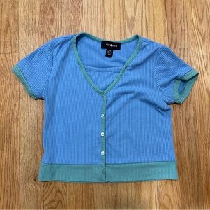 Vintage 90s Amy Byer Girls cropped faux cardigan short sleeve top